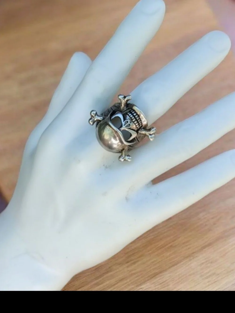 Sterling Silver WTS Watson Skull And Crossbones Biker Ring